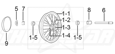 3009 | Rear Wheel 14-1.85  7075 Alloy- Black  (V5)