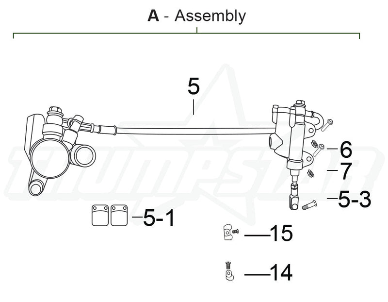 AS 3042 | Rear Brake Complete Assembly  OEM TSX 125/140 2018 for 15MM AXLE