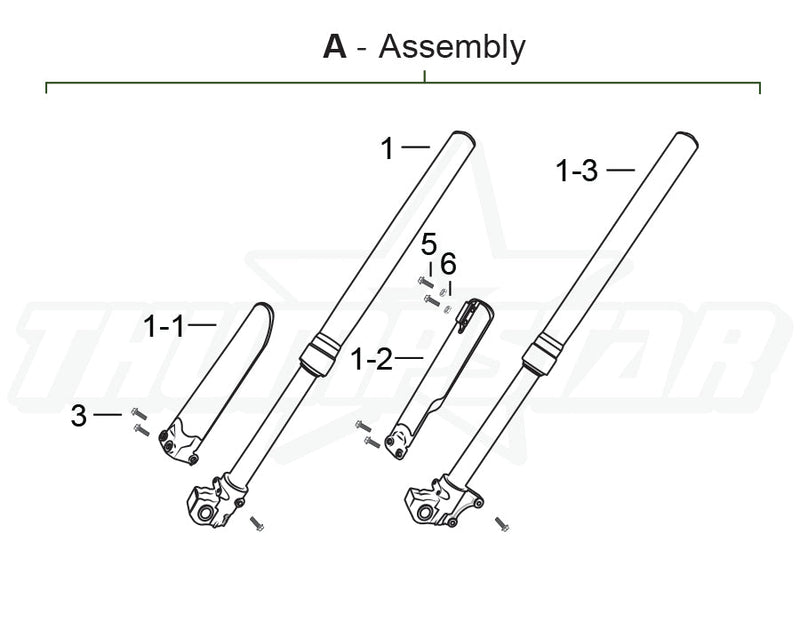 3113 | 770 x 45 x 48mm Front Unadjustable Fork Set  (V5)